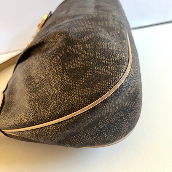 MICHAEL KORS Leather Signature Shoulder Bag, Brown & Tan - Picture 4 of 11